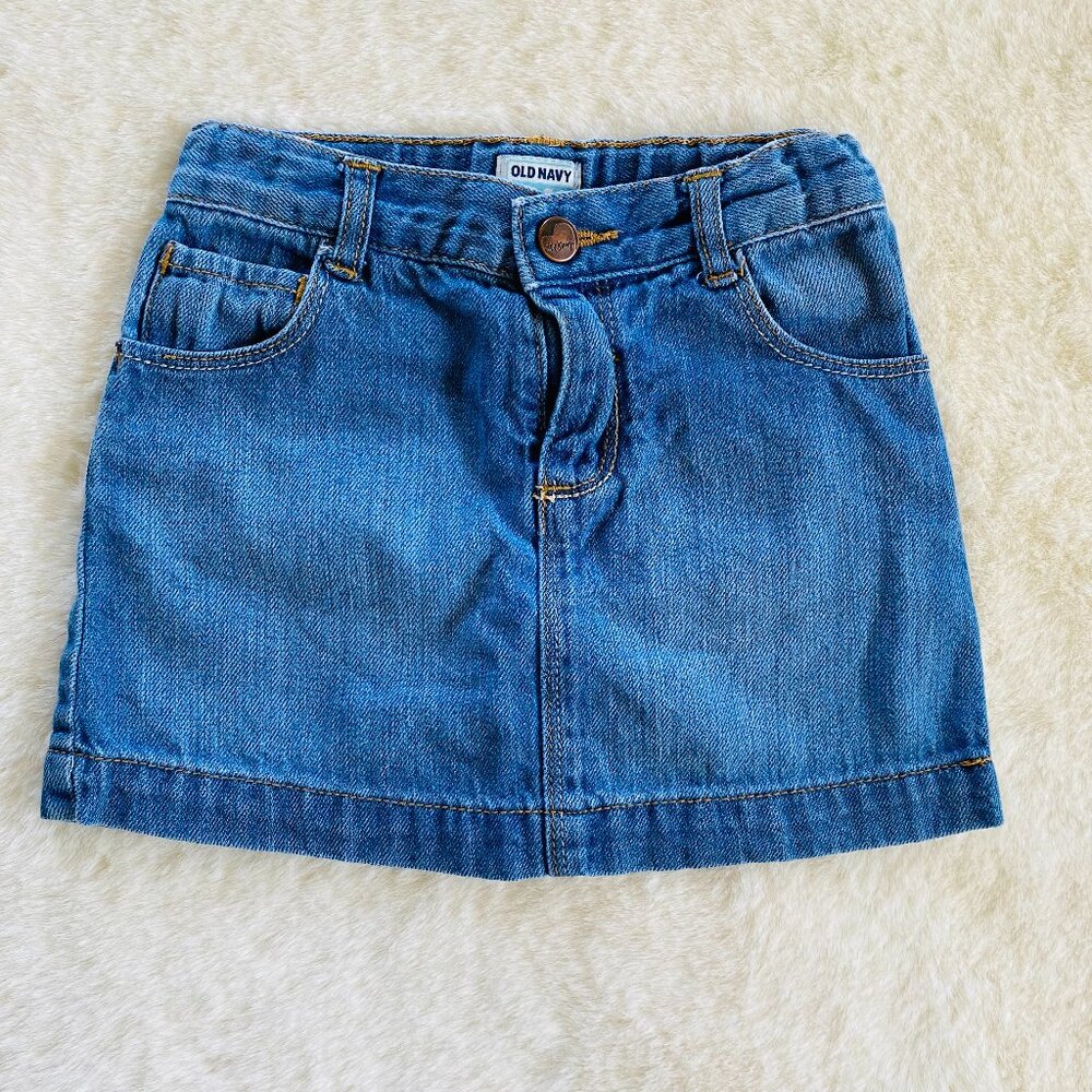 Old Navy Girl’s Jean Skirt Size 4T Blue Adjustable Waist Denim
